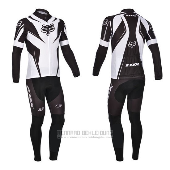 2013 Fahrradbekleidung Fox Wei und Shwarz Trikot Langarm und Tragerhose