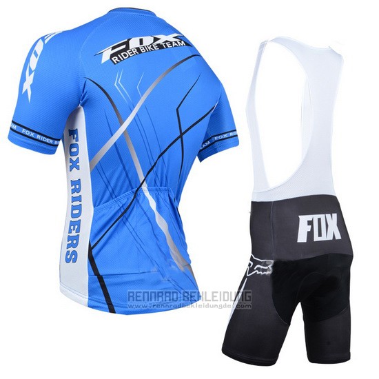 2014 Fahrradbekleidung Fox Azurblau Trikot Kurzarm und Tragerhose - zum Schließen ins Bild klicken