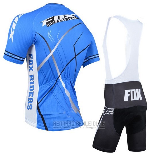 2014 Fahrradbekleidung Fox Azurblau Trikot Kurzarm und Tragerhose