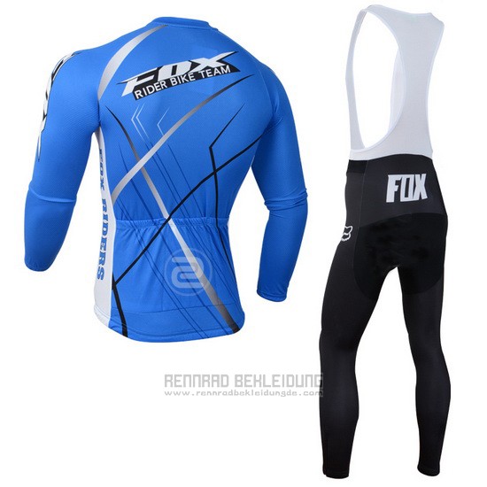 2014 Fahrradbekleidung Fox Azurblau Trikot Langarm und Tragerhose - zum Schließen ins Bild klicken