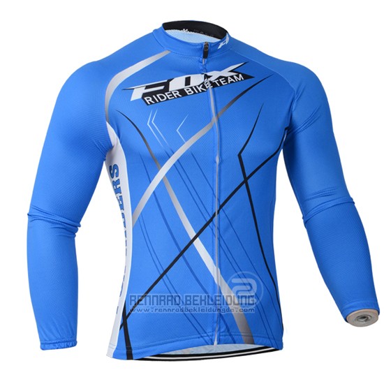 2014 Fahrradbekleidung Fox Azurblau Trikot Langarm und Tragerhose - zum Schließen ins Bild klicken