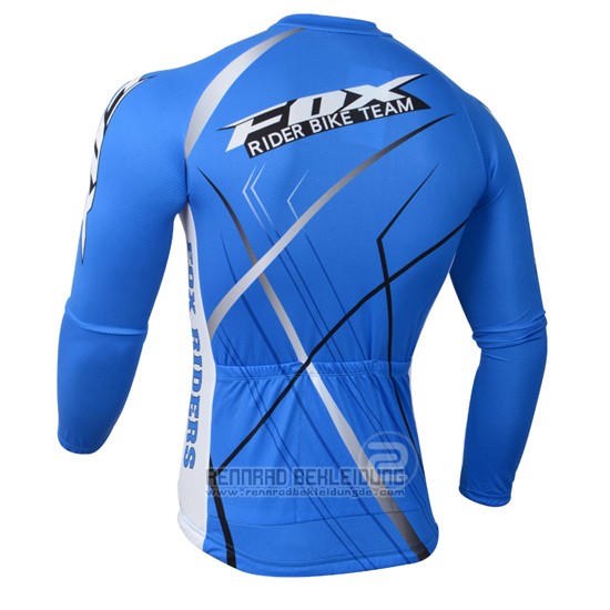 2014 Fahrradbekleidung Fox Azurblau Trikot Langarm und Tragerhose - zum Schließen ins Bild klicken