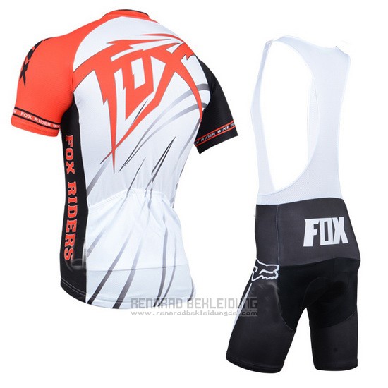 2014 Fahrradbekleidung Fox Orange und Wei Trikot Kurzarm und Tragerhose