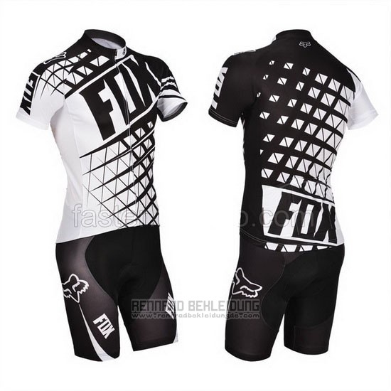 2014 Fahrradbekleidung Fox Wei und Shwarz Trikot Kurzarm und Tragerhose