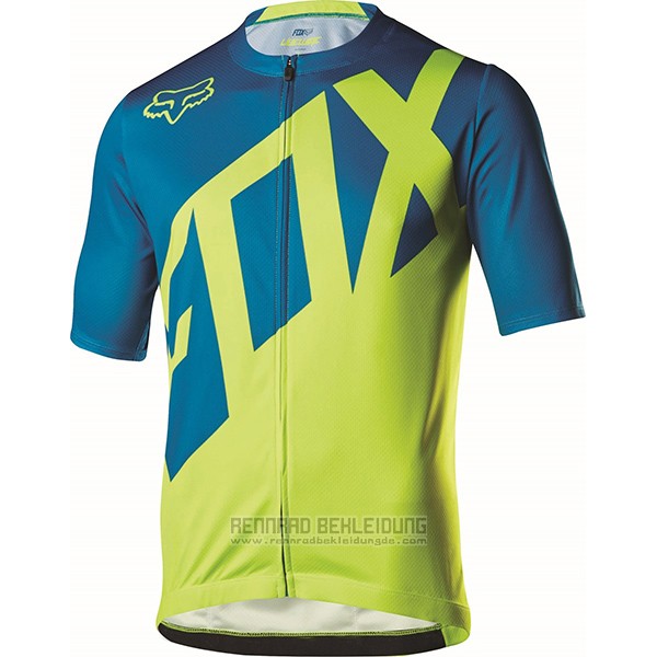 2017 Fahrradbekleidung Fox Livewire Blau und Grun Trikot Kurzarm und Tragerhose