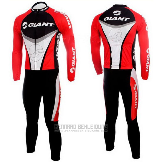 2010 Fahrradbekleidung Giant Shwarz und Rot Trikot Langarm und Tragerhose