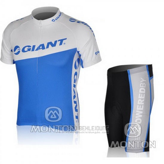 2010 Fahrradbekleidung Giant Wei und Azurblau Trikot Kurzarm und Tragerhose - zum Schließen ins Bild klicken