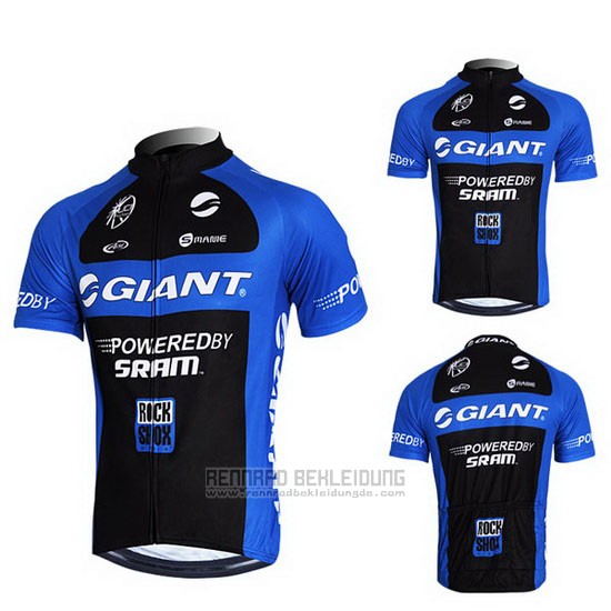 2011 Fahrradbekleidung Giant Blau und Shwarz Trikot Kurzarm und Tragerhose