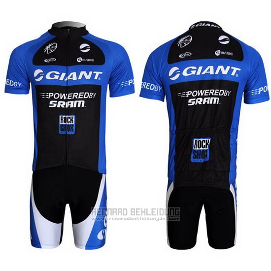 2011 Fahrradbekleidung Giant Blau und Shwarz Trikot Kurzarm und Tragerhose