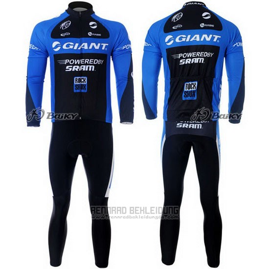 2011 Fahrradbekleidung Giant Blau und Shwarz Trikot Langarm und Tragerhose