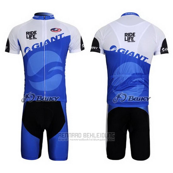 2011 Fahrradbekleidung Giant Blau und Wei Trikot Kurzarm und Tragerhose - zum Schließen ins Bild klicken