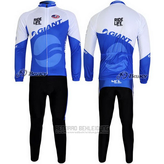 2011 Fahrradbekleidung Giant Blau und Wei Trikot Langarm und Tragerhose