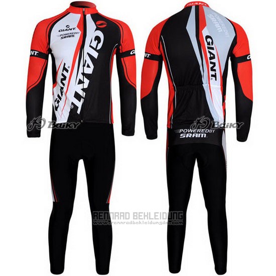 2011 Fahrradbekleidung Giant Rot und Shwarz Trikot Langarm und Tragerhose