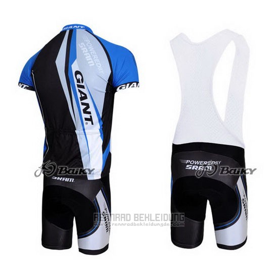 2011 Fahrradbekleidung Giant Shwarz und Blau Trikot Kurzarm und Tragerhose