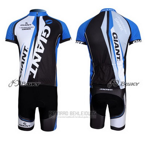 2011 Fahrradbekleidung Giant Shwarz und Blau Trikot Kurzarm und Tragerhose