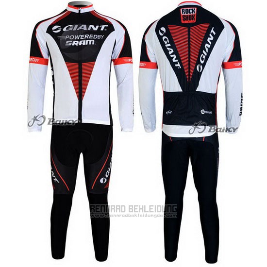 2011 Fahrradbekleidung Giant Shwarz und Wei Trikot Langarm und Tragerhose