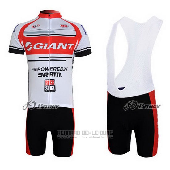 2011 Fahrradbekleidung Giant Wei und Rot Trikot Kurzarm und Tragerhose - zum Schließen ins Bild klicken