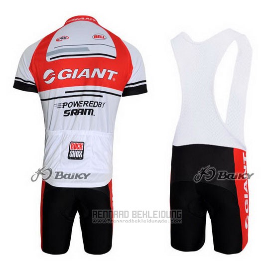 2011 Fahrradbekleidung Giant Wei und Rot Trikot Kurzarm und Tragerhose