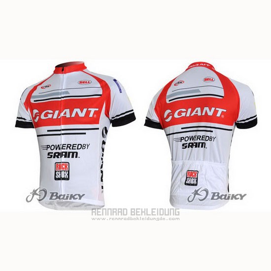 2011 Fahrradbekleidung Giant Wei und Rot Trikot Kurzarm und Tragerhose