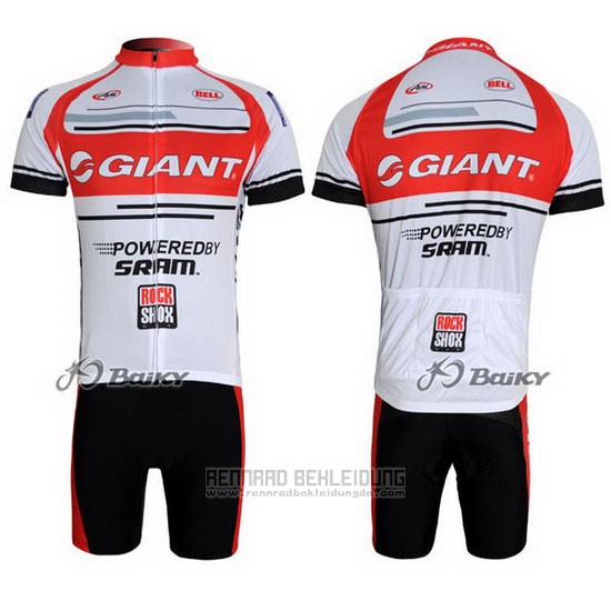 2011 Fahrradbekleidung Giant Wei und Rot Trikot Kurzarm und Tragerhose