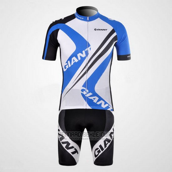 2012 Fahrradbekleidung Giant Wei und Azurblau Trikot Kurzarm und Tragerhose