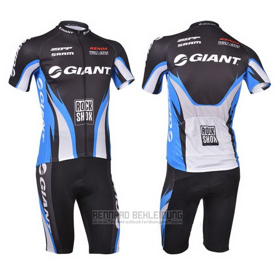 2013 Fahrradbekleidung Giant Blau und Shwarz Trikot Kurzarm und Tragerhose