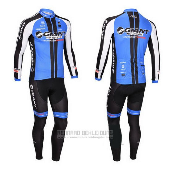 2013 Fahrradbekleidung Giant Shwarz und Blau Trikot Langarm und Tragerhose