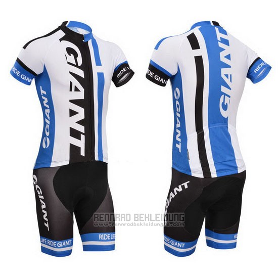 2013 Fahrradbekleidung Giant Wei und Azurblau Trikot Kurzarm und Tragerhose