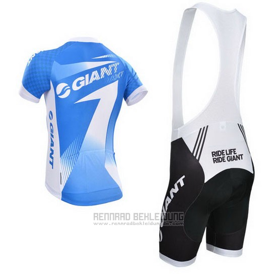 2014 Fahrradbekleidung Giant Azurblau Trikot Kurzarm und Tragerhose