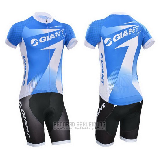 2014 Fahrradbekleidung Giant Azurblau Trikot Kurzarm und Tragerhose