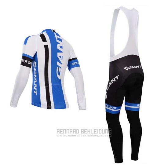 2014 Fahrradbekleidung Giant Wei und Azurblau Trikot Langarm und Tragerhose