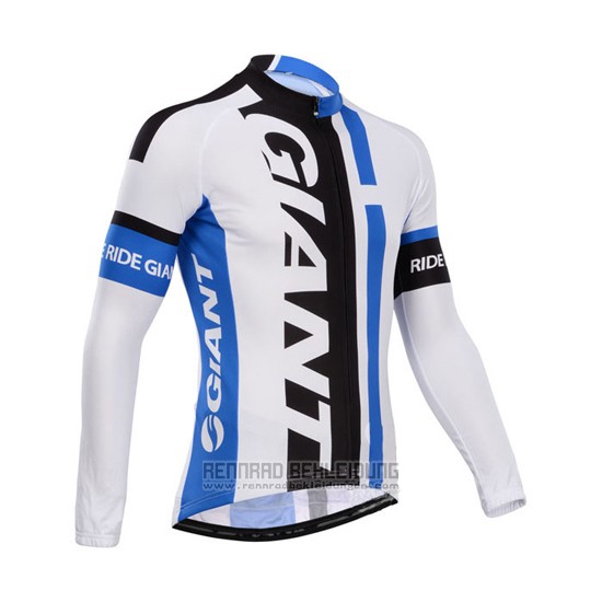 2014 Fahrradbekleidung Giant Wei und Azurblau Trikot Langarm und Tragerhose