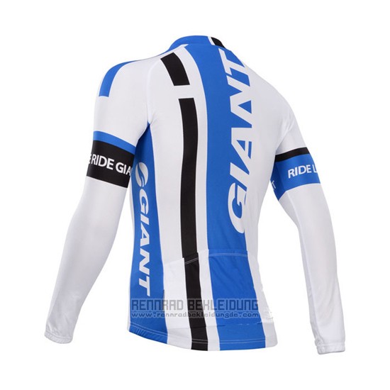 2014 Fahrradbekleidung Giant Wei und Azurblau Trikot Langarm und Tragerhose