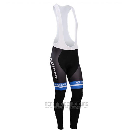 2014 Fahrradbekleidung Giant Wei und Azurblau Trikot Langarm und Tragerhose