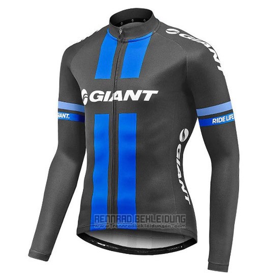 2016 Fahrradbekleidung Giant Shwarz und Blau Trikot Langarm und Tragerhose