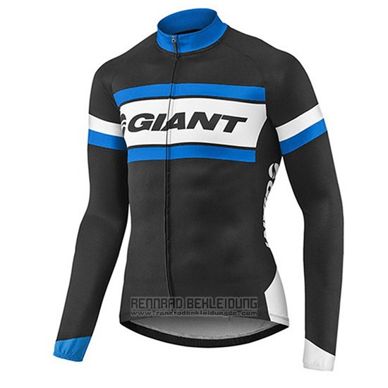 2017 Fahrradbekleidung Giant Blau und Shwarz Trikot Langarm und Tragerhose - zum Schließen ins Bild klicken