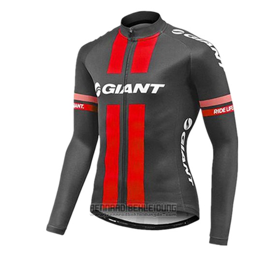 2017 Fahrradbekleidung Giant Rot und Grau Trikot Langarm und Tragerhose