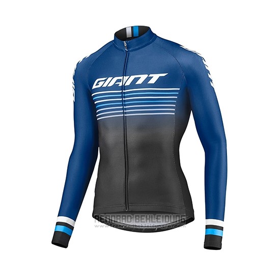 2019 Fahrradbekleidung Giant Race Day Blau Shwarz Trikot Langarm und Tragerhose