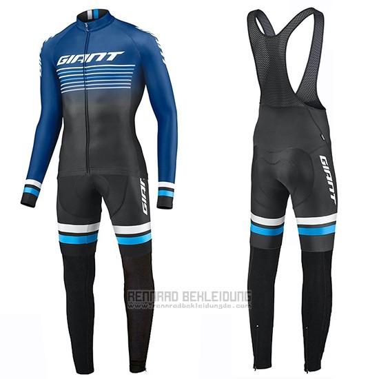 2019 Fahrradbekleidung Giant Race Day Blau Shwarz Trikot Langarm und Tragerhose - zum Schließen ins Bild klicken