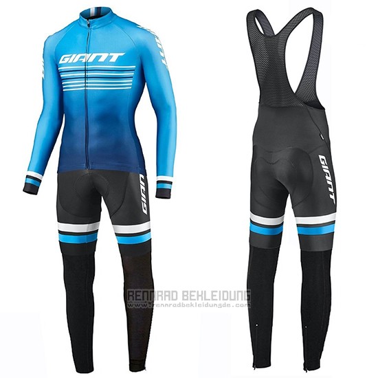 2019 Fahrradbekleidung Giant Race Day Blau Trikot Langarm und Tragerhose