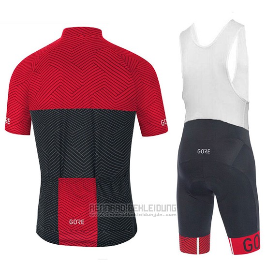 2018 Fahrradbekleidung Gore C3 Optiline Rot und Shwarz Trikot Kurzarm und Tragerhose - zum Schließen ins Bild klicken