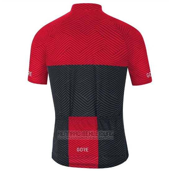 2018 Fahrradbekleidung Gore C3 Optiline Rot und Shwarz Trikot Kurzarm und Tragerhose - zum Schließen ins Bild klicken