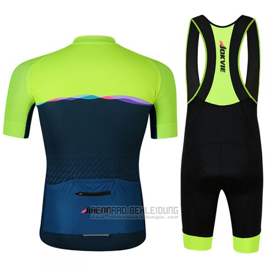 2019 Fahrradbekleidung Jokvie Grun Dunkel Blau Trikot Kurzarm und Tragerhose