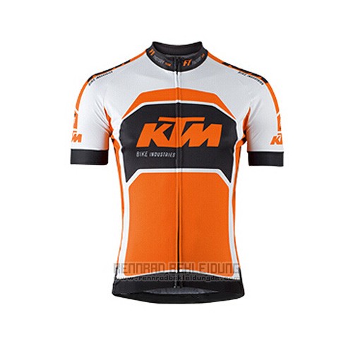 2015 Fahrradbekleidung Ktm Wei und Orange Trikot Kurzarm und Tragerhose