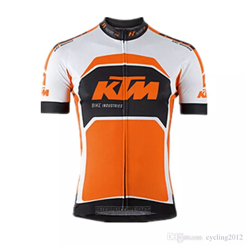 2018 Fahrradbekleidung Ktm Wei Orange Trikot Kurzarm und Tragerhose