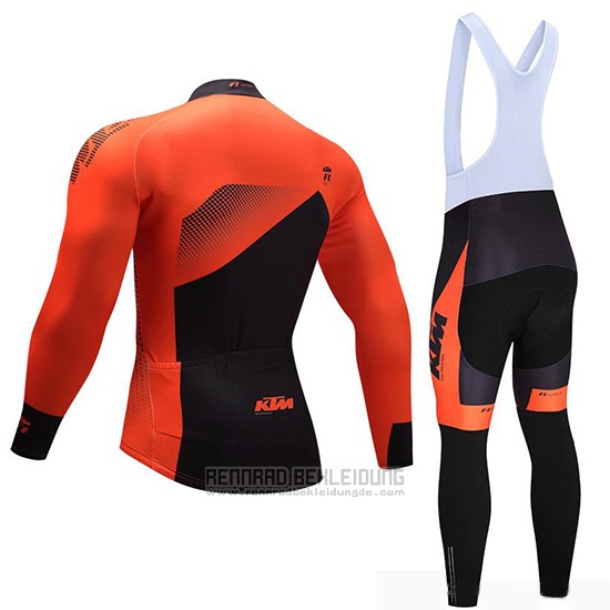 2019 Fahrradbekleidung Ktm Shwarz Orange Trikot Langarm und Tragerhose