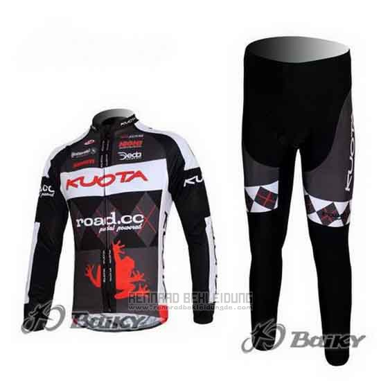 2011 Fahrradbekleidung Kuota Shwarz und Grau Trikot Langarm und Tragerhose