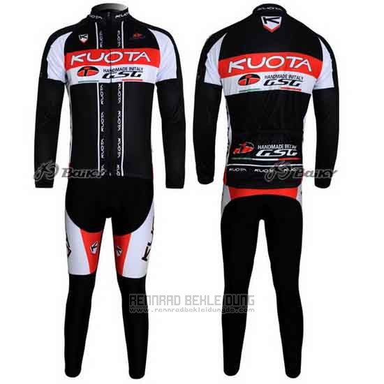 2011 Fahrradbekleidung Kuota Shwarz und Wei Trikot Langarm und Tragerhose