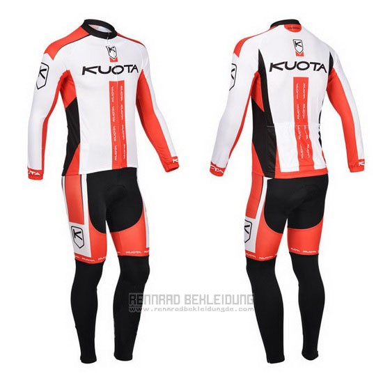 2013 Fahrradbekleidung Kuota Wei und Rot Trikot Langarm und Tragerhose