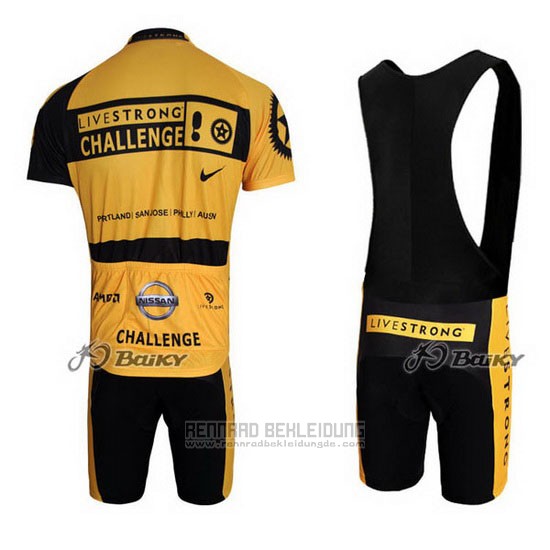 2009 Fahrradbekleidung Livestrong Gelb und Shwarz Trikot Kurzarm und Tragerhose